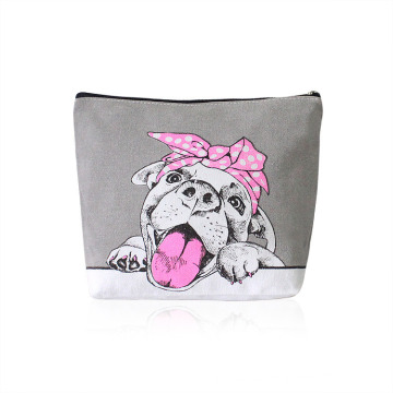 2D Cute Cartoon Print Rabbit Canvas Cotton Pouch Organizer Toiletry Purse Bag